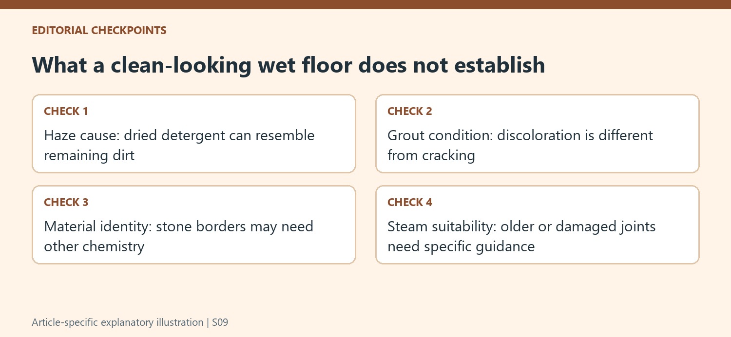 What a clean-looking wet floor does not establish