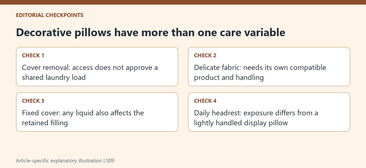 Decorative pillows have more than one care variable