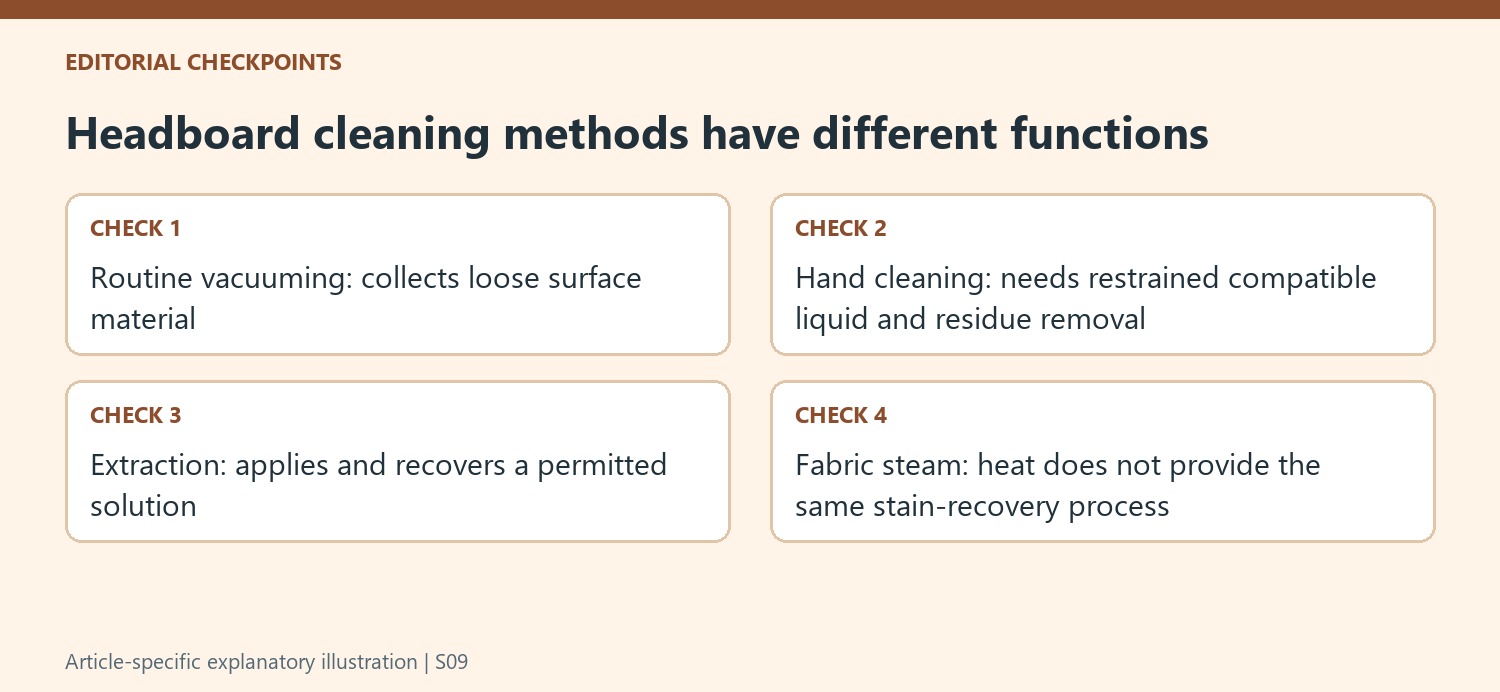 Headboard cleaning methods have different functions