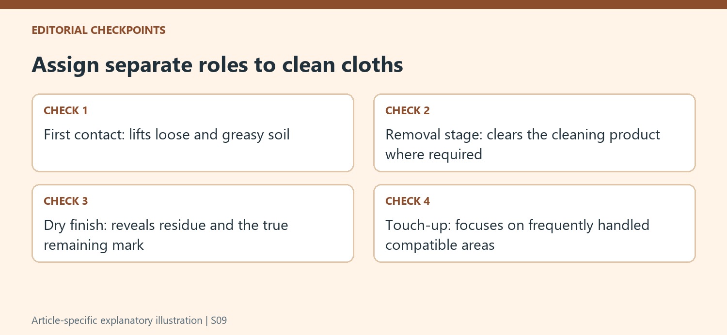 Assign separate roles to clean cloths
