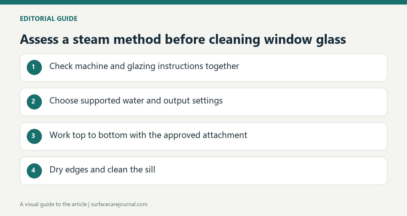 Check Water and Steam Settings Before Cleaning Window Glass