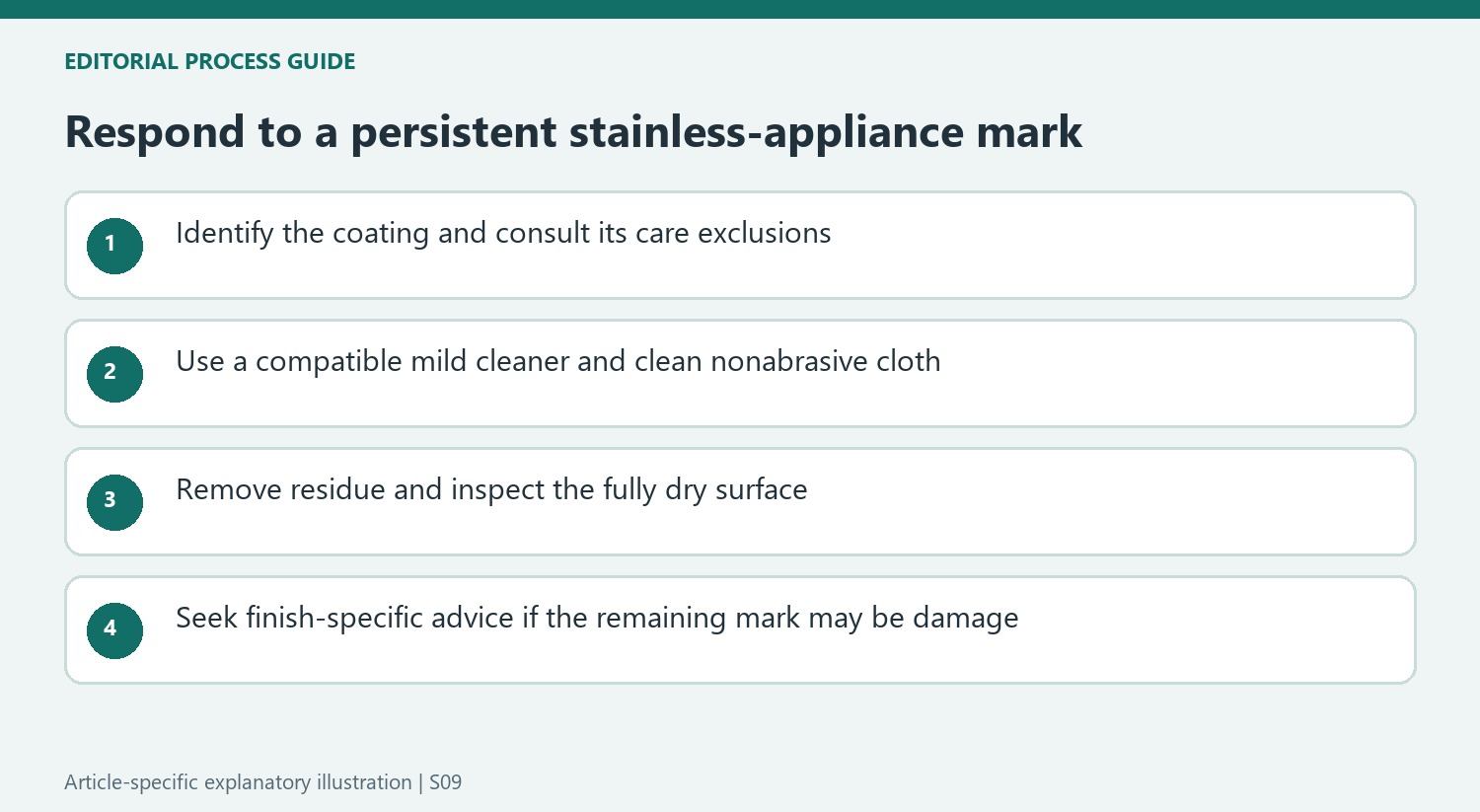 Respond to a persistent stainless-appliance mark