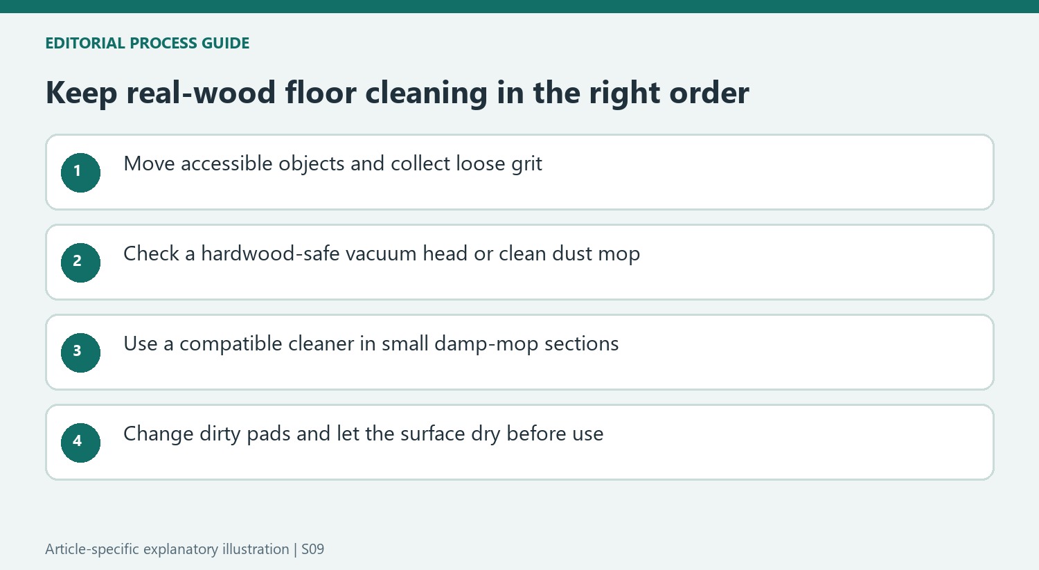 Keep real-wood floor cleaning in the right order