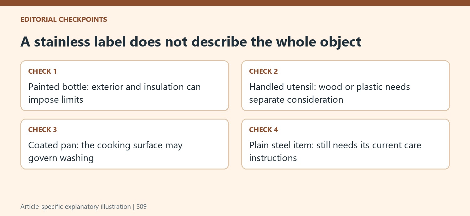 A stainless label does not describe the whole object