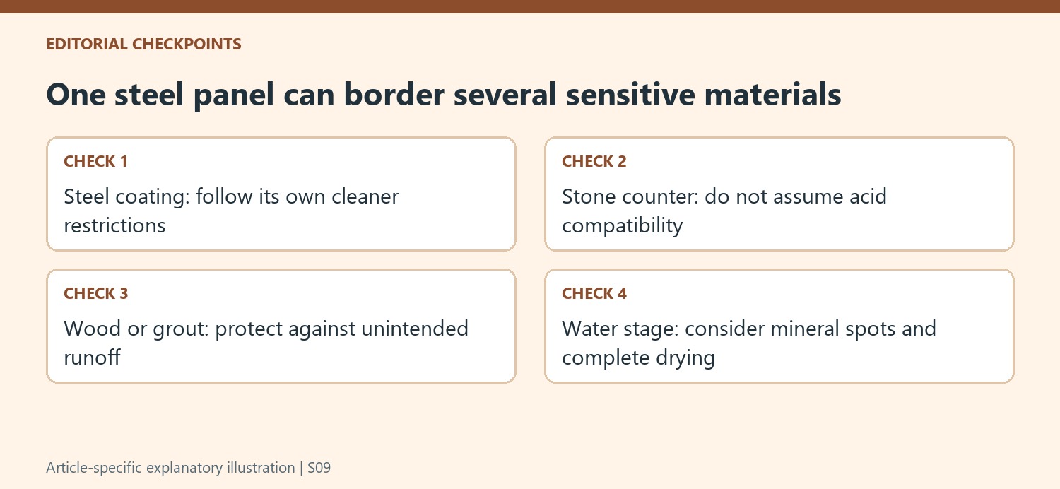 One steel panel can border several sensitive materials