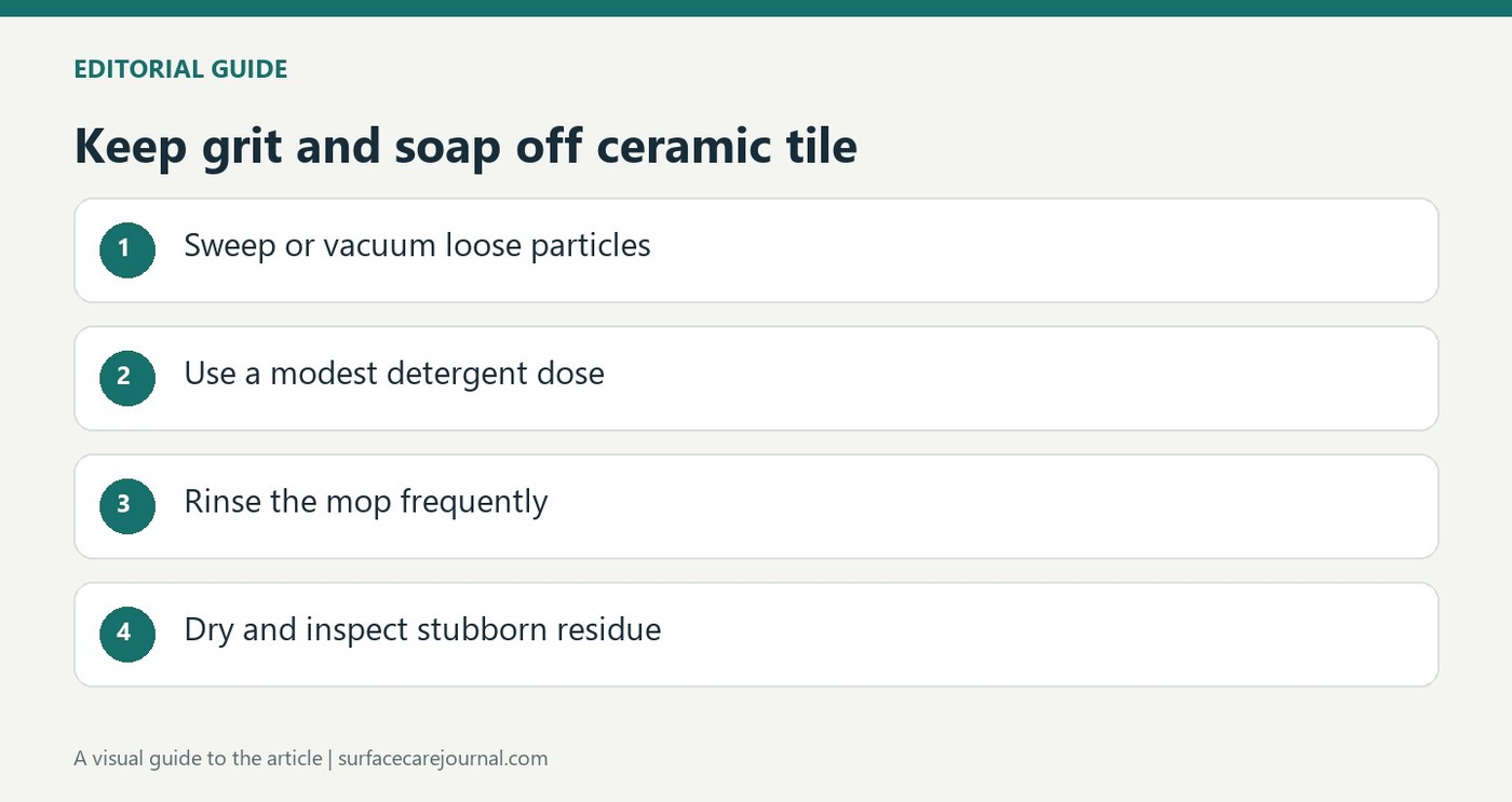 Begin Ceramic-Tile Cleaning by Removing Loose Grit