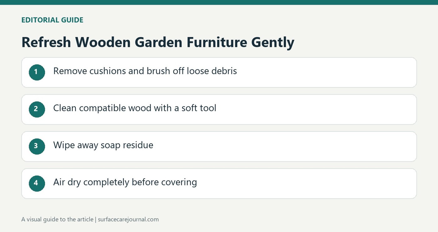 Give Wooden Garden Furniture a Soft-Brush Clean