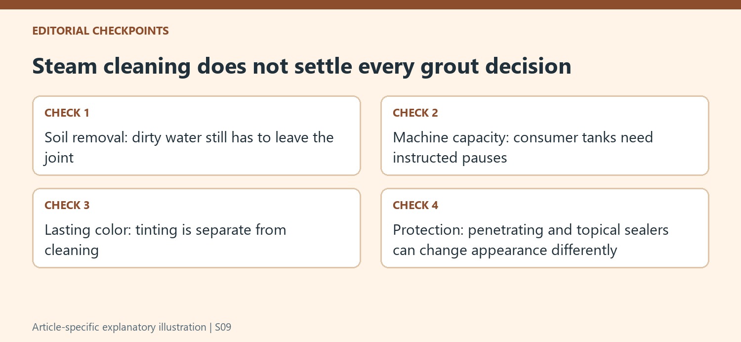 Steam cleaning does not settle every grout decision