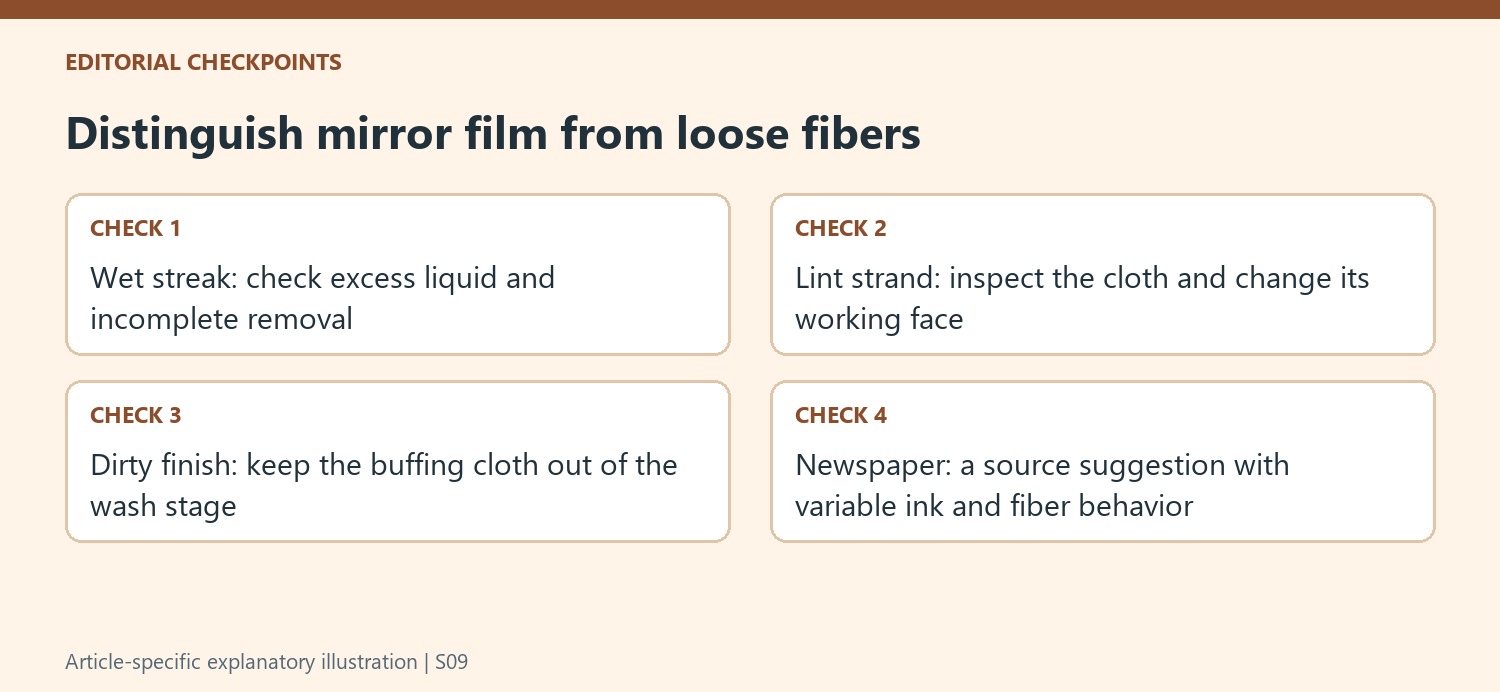 Distinguish mirror film from loose fibers